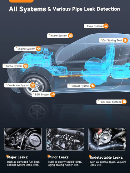 ST203 Smoke Machine Automotive Leak Detector with Built-In Air Pump Pipe Leak Locator Smog Gas Leakage Analyzer Detector