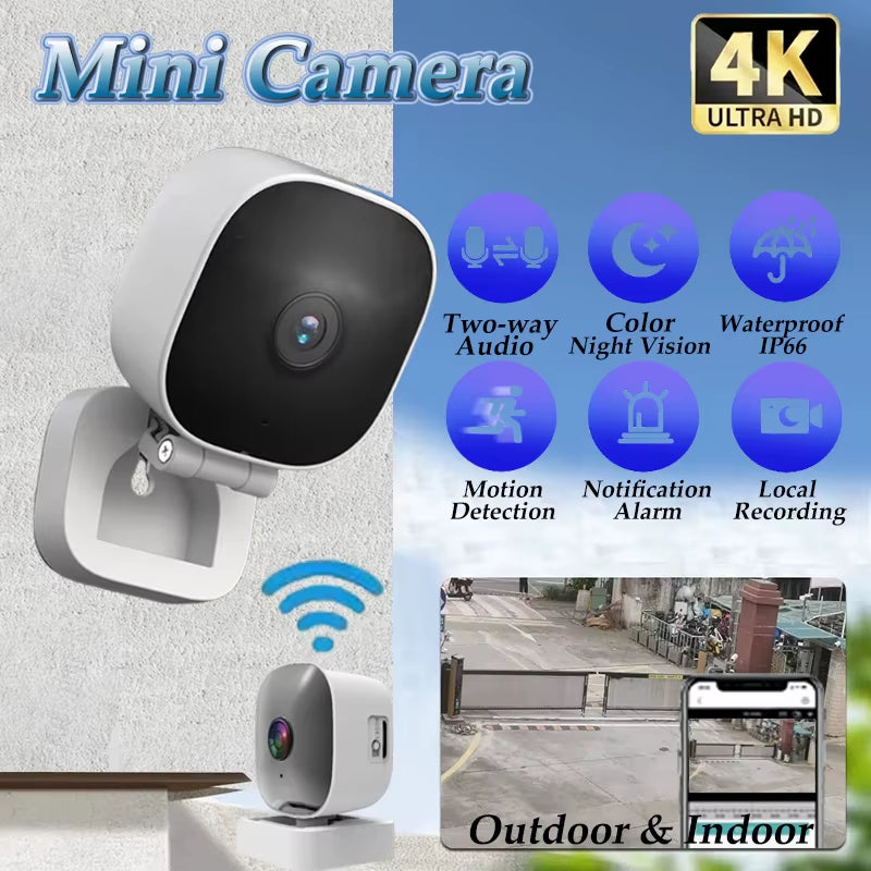 2025 New 4K Security Camera Full-Color Night Vision Wifi Monitor with 2-Way Audio IP65 Waterproof Motion Detect Surveillance