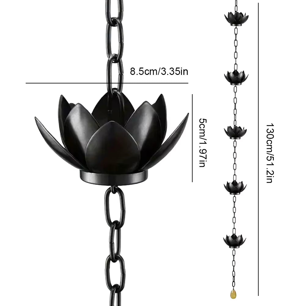 Lotus Decorative Rain Chain Outdoor Garden Hanging Rain Catcher Cups for Gutters Downspouts Outside