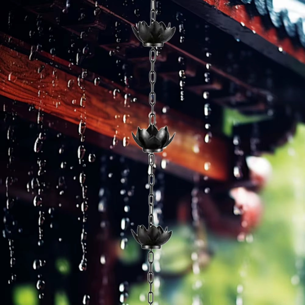 Lotus Decorative Rain Chain Outdoor Garden Hanging Rain Catcher Cups for Gutters Downspouts Outside