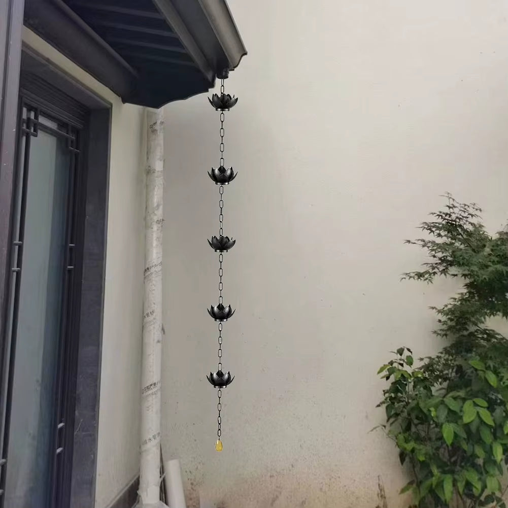 Lotus Decorative Rain Chain Outdoor Garden Hanging Rain Catcher Cups for Gutters Downspouts Outside