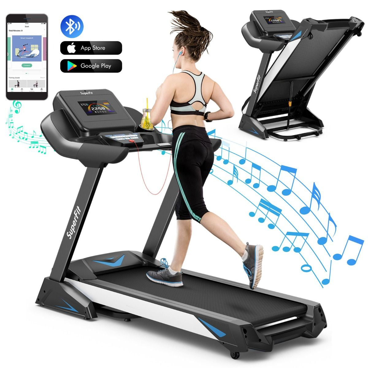 4.75 HP Treadmill with APP and Auto Incline for Home & Apartment