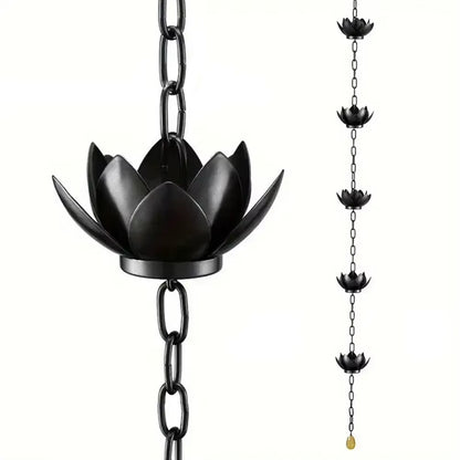 Lotus Decorative Rain Chain Outdoor Garden Hanging Rain Catcher Cups for Gutters Downspouts Outside